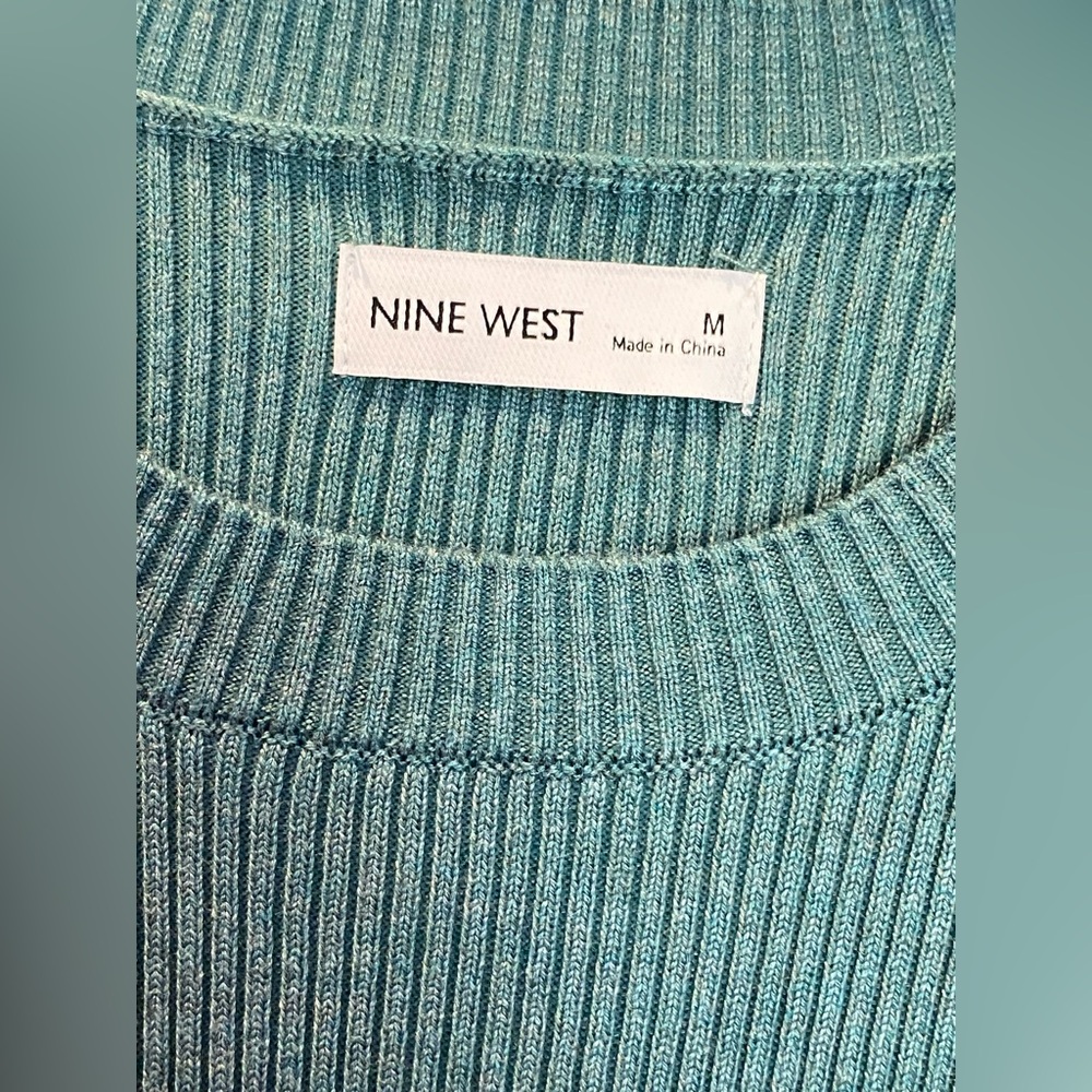 Nine West Bodycon Midi Dress Cool Sea Heather Medium NEW - Picture 3 of 10